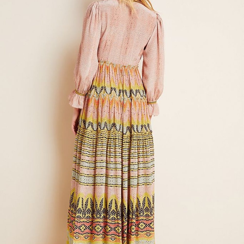 GIORGIA EMBROIDERED MAXI LONG DRESS ANTHROPOLOGIE